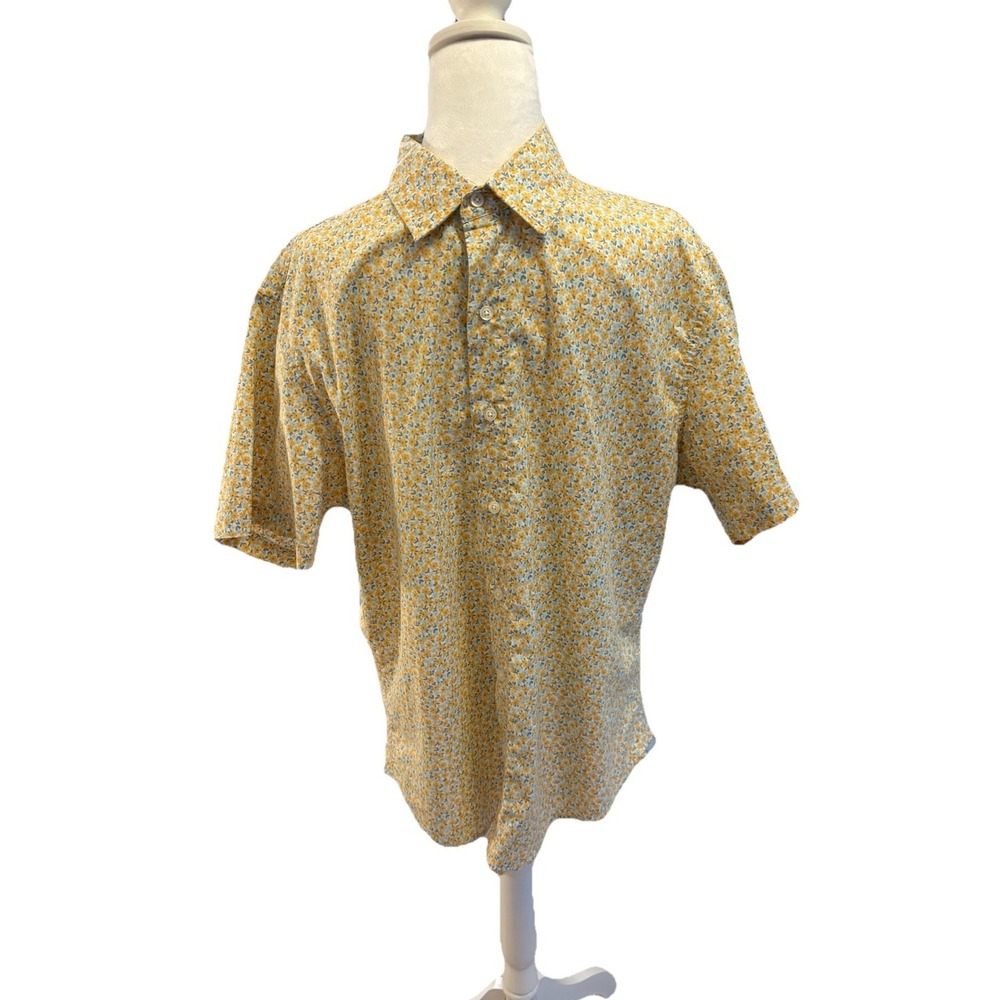 Bonobos  Men's Slim Fit Button Up Shirt Yellow Floral Stretch Short